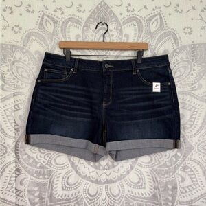 Nwt Walmart Time & And Tru True Core Jean Short Cuffed Stretch Dark Wash Blue 18